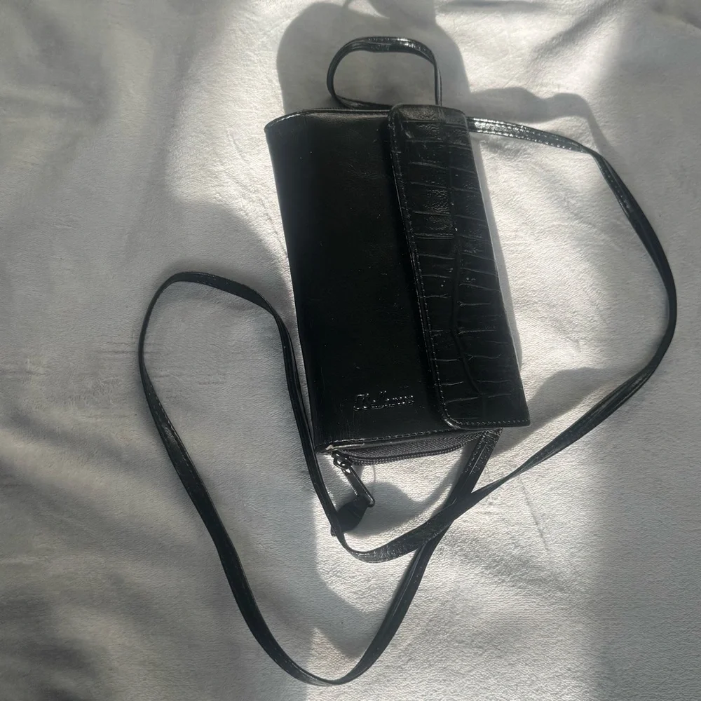 Vintage Bellerose Black Leather Crossbody Wallet Purse – Organizer Bag Y2K‎